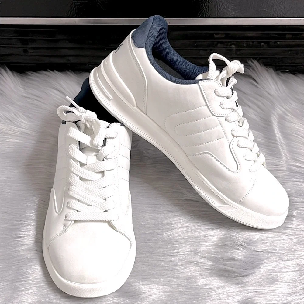EUC White & Blue Low-Top Sneakers